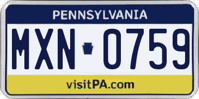 PA license plate MXN0759