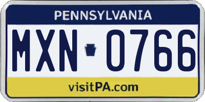 PA license plate MXN0766