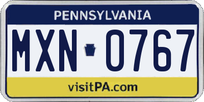 PA license plate MXN0767