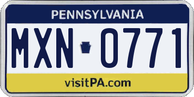 PA license plate MXN0771