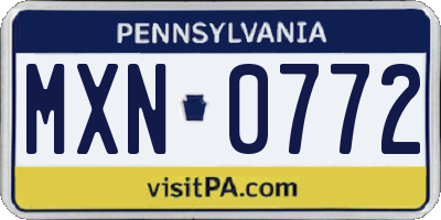 PA license plate MXN0772
