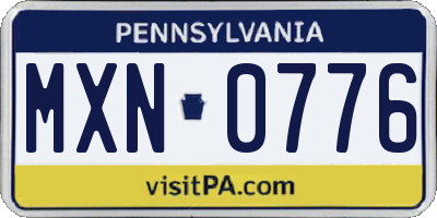 PA license plate MXN0776