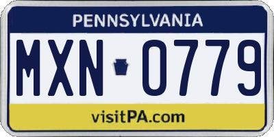 PA license plate MXN0779