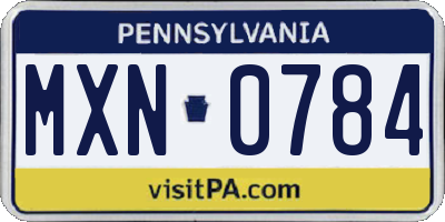 PA license plate MXN0784