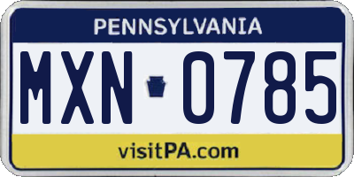 PA license plate MXN0785