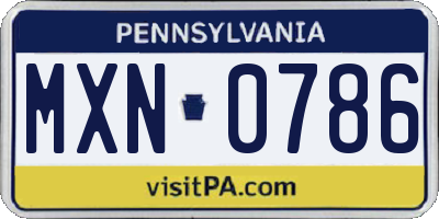 PA license plate MXN0786