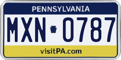 PA license plate MXN0787