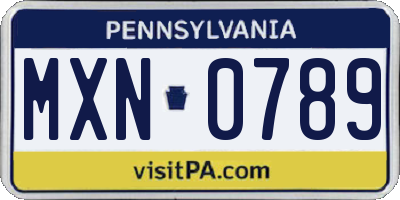 PA license plate MXN0789