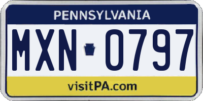 PA license plate MXN0797