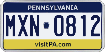 PA license plate MXN0812