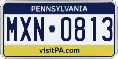PA license plate MXN0813