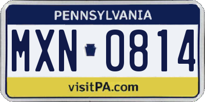 PA license plate MXN0814