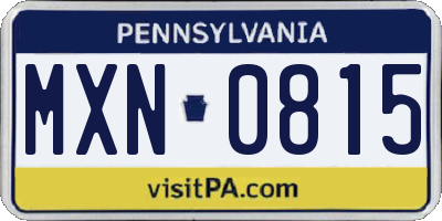 PA license plate MXN0815