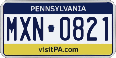 PA license plate MXN0821