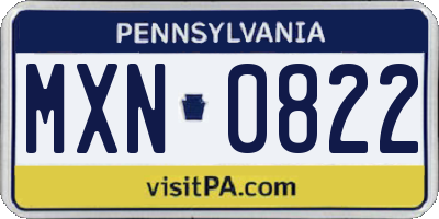 PA license plate MXN0822