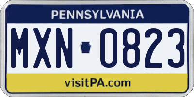 PA license plate MXN0823