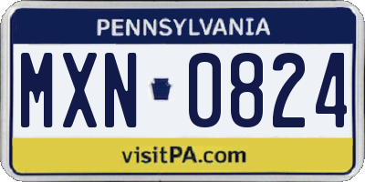PA license plate MXN0824