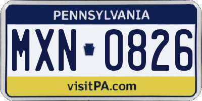 PA license plate MXN0826