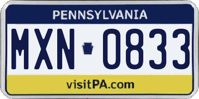 PA license plate MXN0833