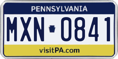 PA license plate MXN0841