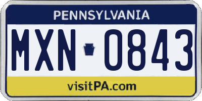 PA license plate MXN0843