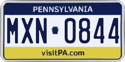 PA license plate MXN0844
