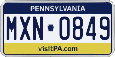 PA license plate MXN0849