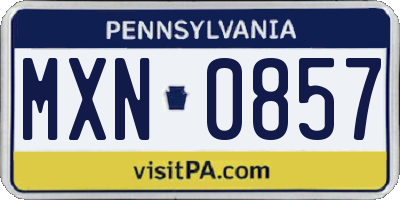 PA license plate MXN0857