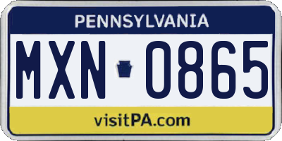 PA license plate MXN0865