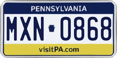 PA license plate MXN0868