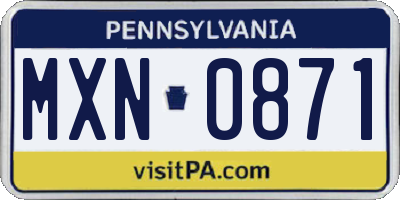 PA license plate MXN0871