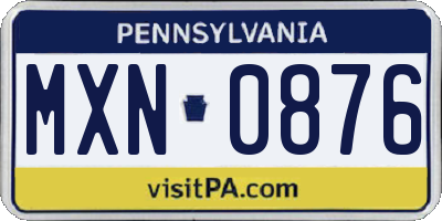 PA license plate MXN0876