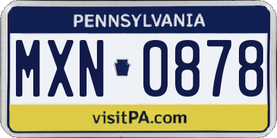 PA license plate MXN0878
