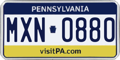 PA license plate MXN0880