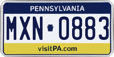 PA license plate MXN0883