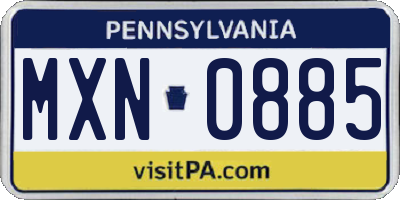 PA license plate MXN0885