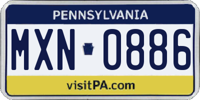 PA license plate MXN0886
