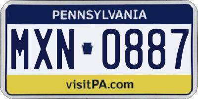 PA license plate MXN0887