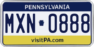 PA license plate MXN0888