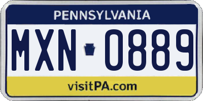 PA license plate MXN0889