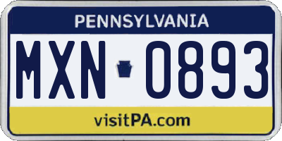 PA license plate MXN0893