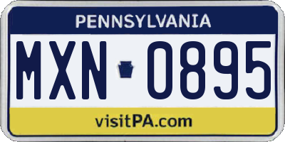 PA license plate MXN0895