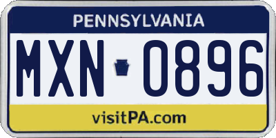 PA license plate MXN0896