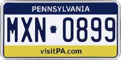 PA license plate MXN0899