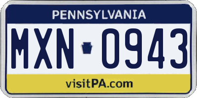 PA license plate MXN0943