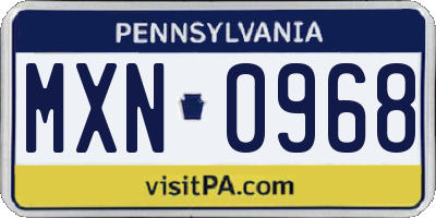 PA license plate MXN0968