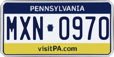 PA license plate MXN0970