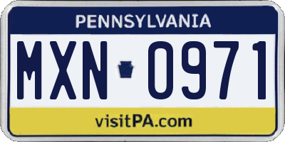 PA license plate MXN0971