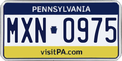 PA license plate MXN0975