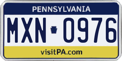 PA license plate MXN0976